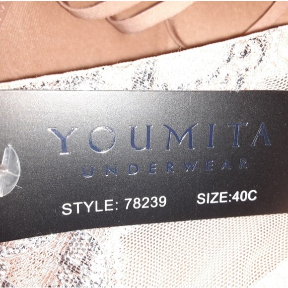 Youmita 40C Tuscany Metallic Lace Strappy Bra NWT - Picture 7 of 9